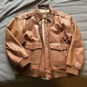 Leather bomber jacket